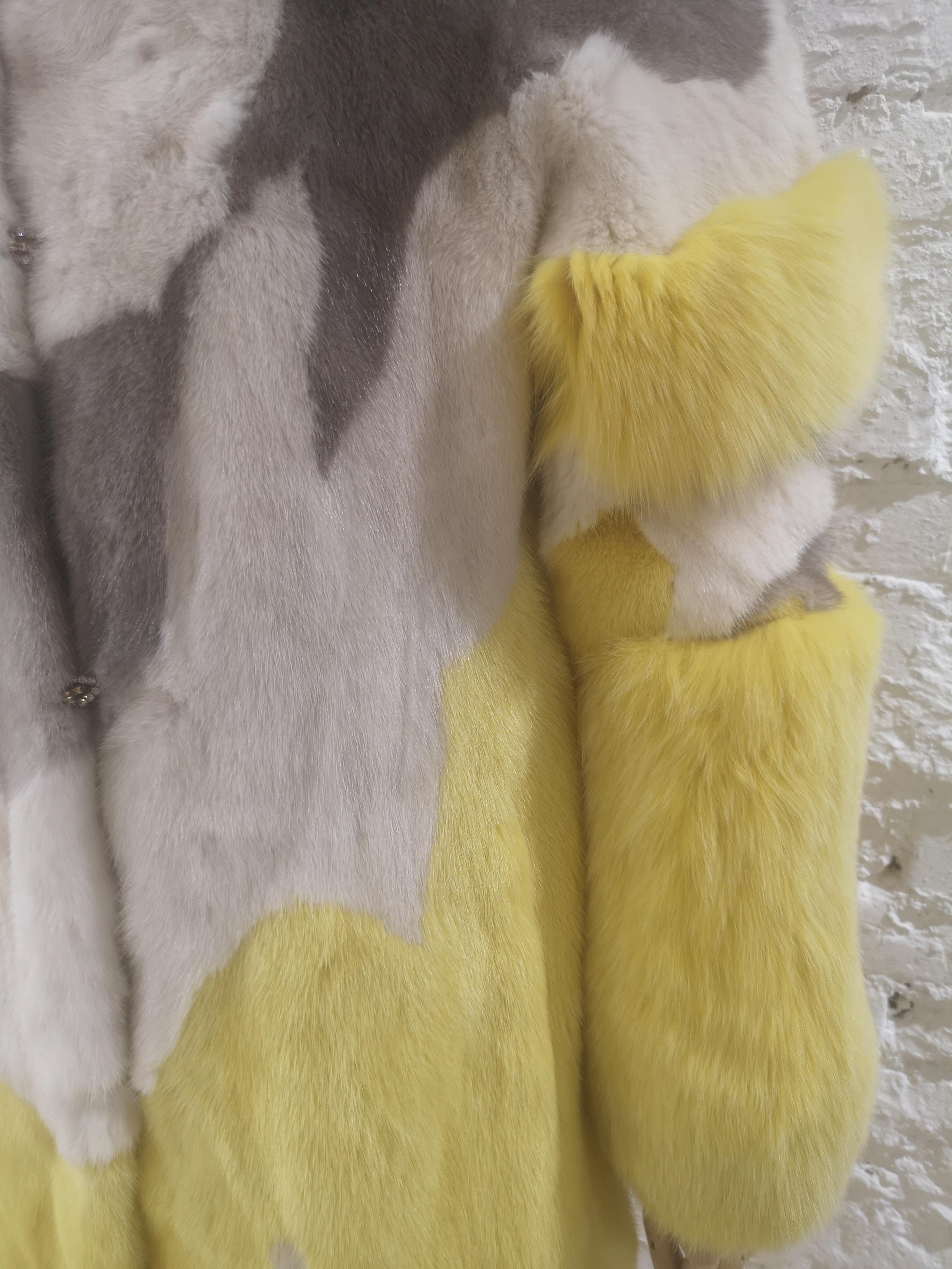 Saga Furs white yellow grey mink Fur 15