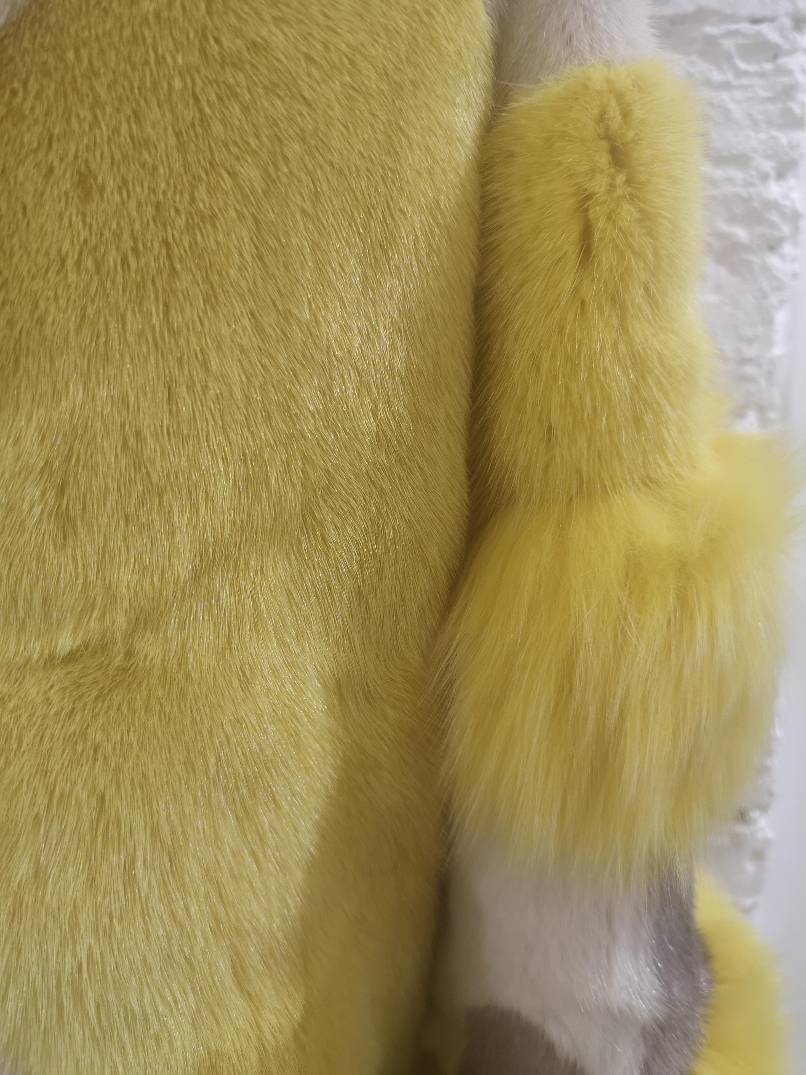 Saga Furs white yellow grey mink Fur 1