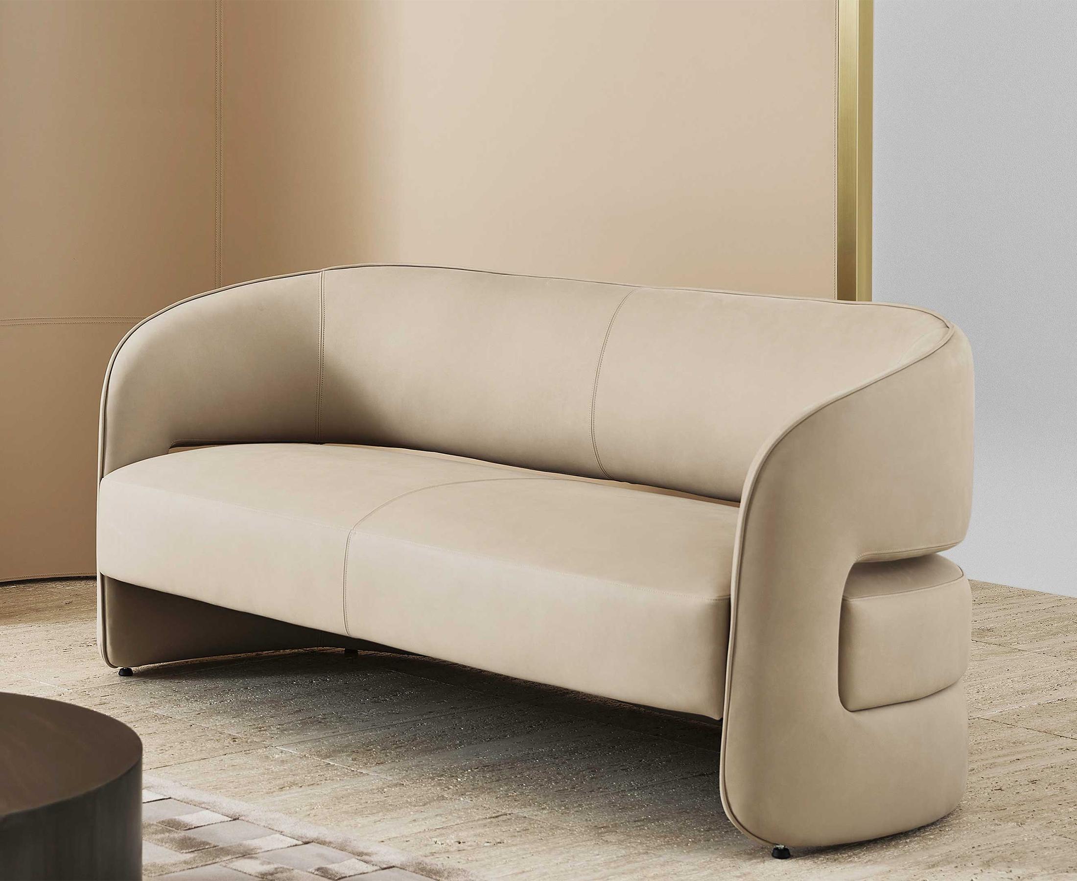 Portuguese Sagala Leather Sofa For Sale