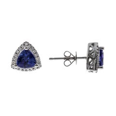 Sage 10K White Gold Trillion-Cut Tanzanite Earring