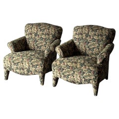 Sage Acanthus Tapestry Club Chairs, John Hutton for Donghia Luciano, 1990s, Pair