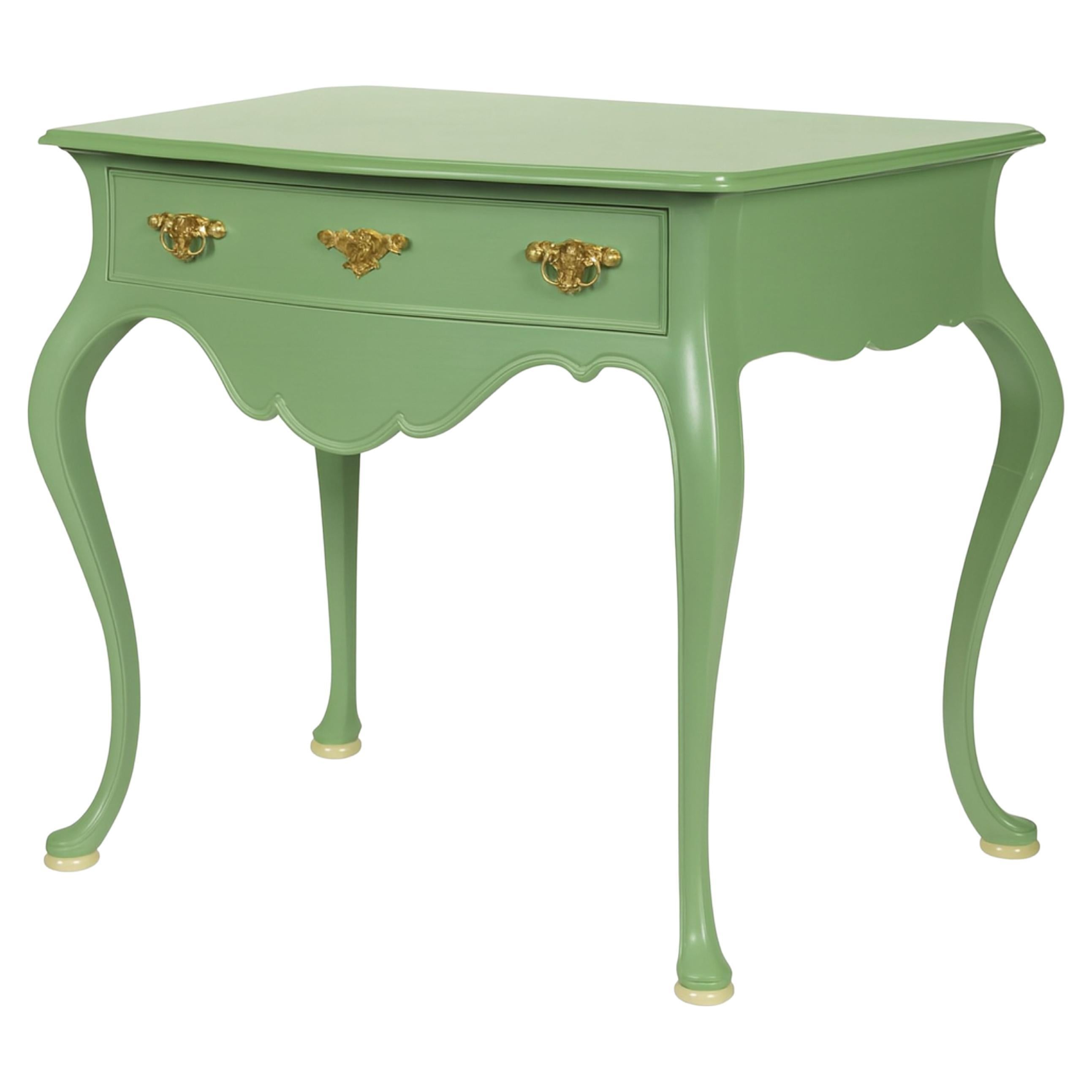 Sage Color Baroque Styled Commode, 19th Century