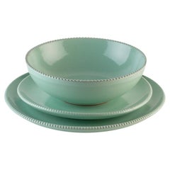 Platos almenados de salvia: Sopa, soporte, plato auxiliar para 4. Hecho a mano en Italia 2024