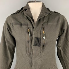 SAGE DE CRET Size L Dark Green Polyester Epaulettes Jacket