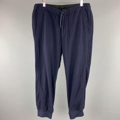 SAGE DE CRET Size L Navy Solid Wool Blend Casual Pants