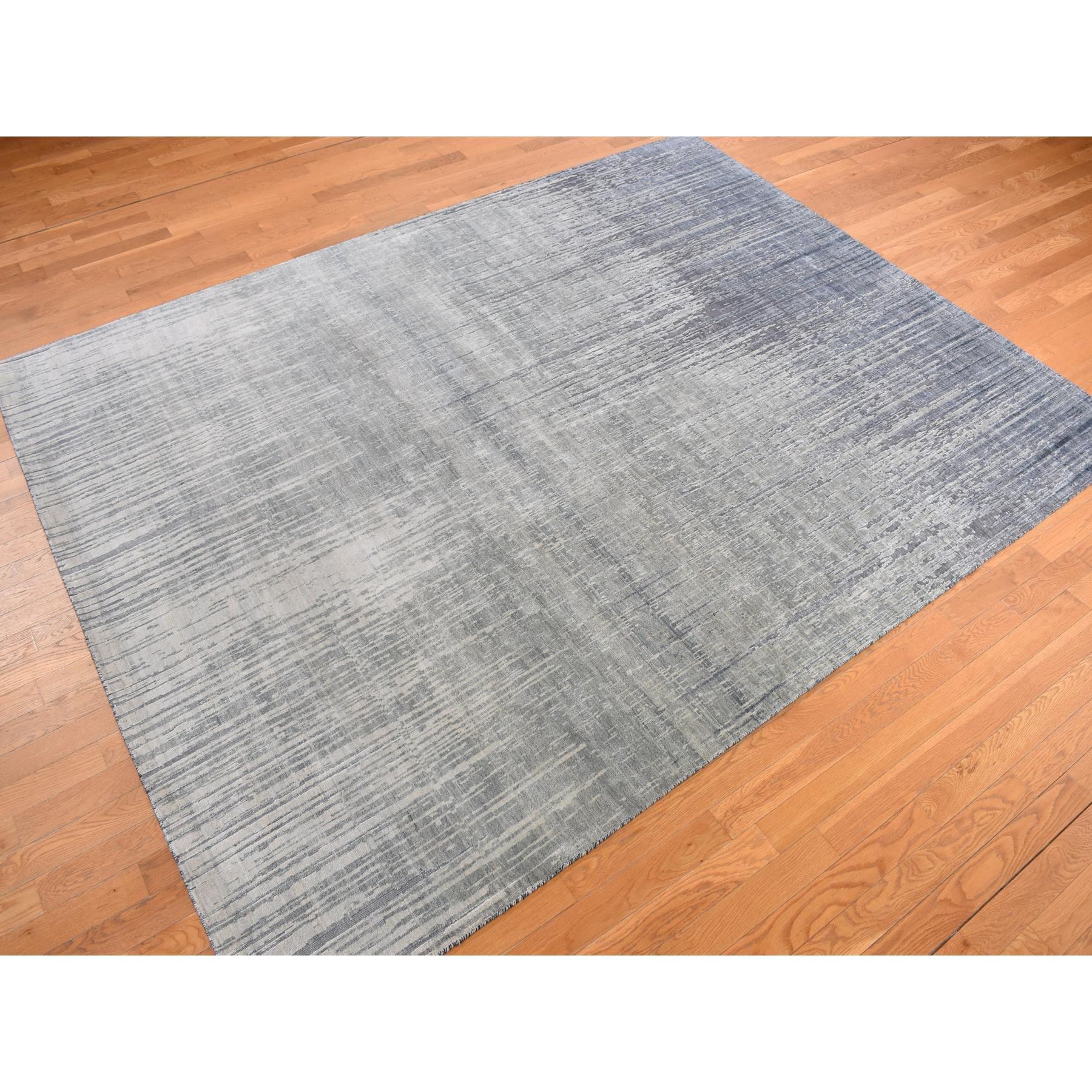 Sage Gray vertikale Ombre Design reine Seide handgeknüpft orientalischen Teppich 8'0