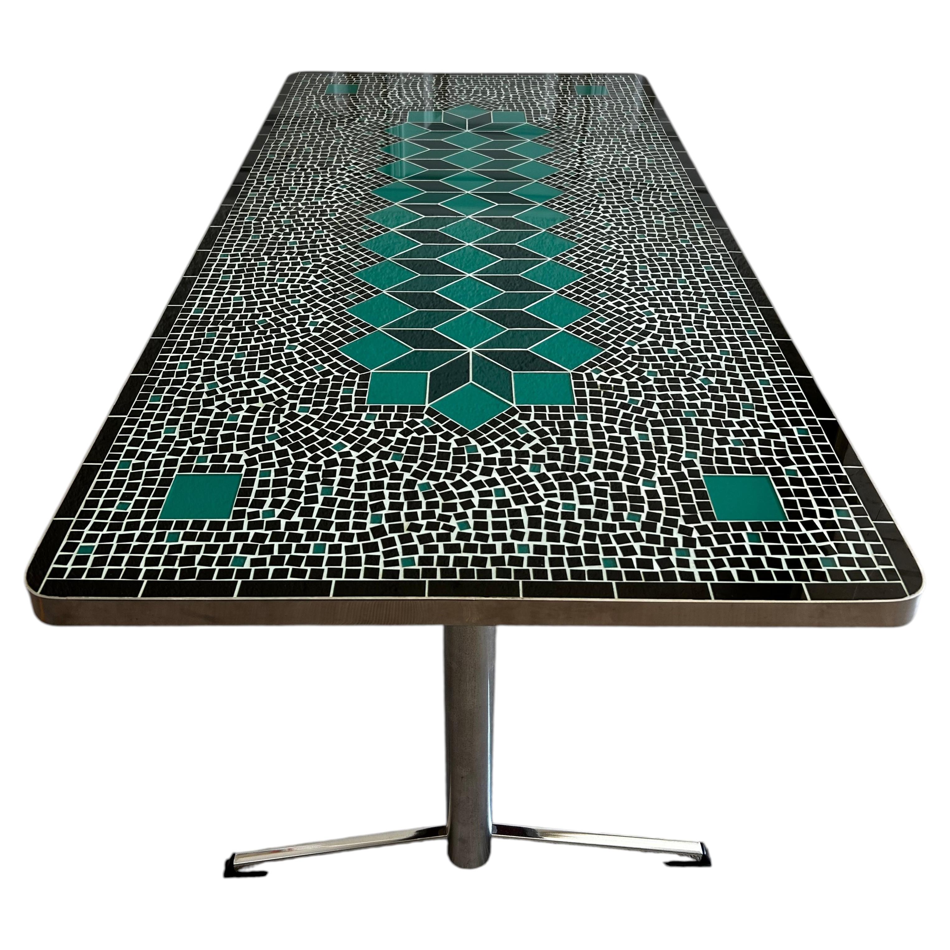 Sage Green and Black Ceramic Mosaic Coffee Table, Germany, 1970's