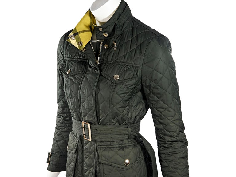 Sage Green Burberry Belted Quilted Jacket at 1stDibs sage green quilt