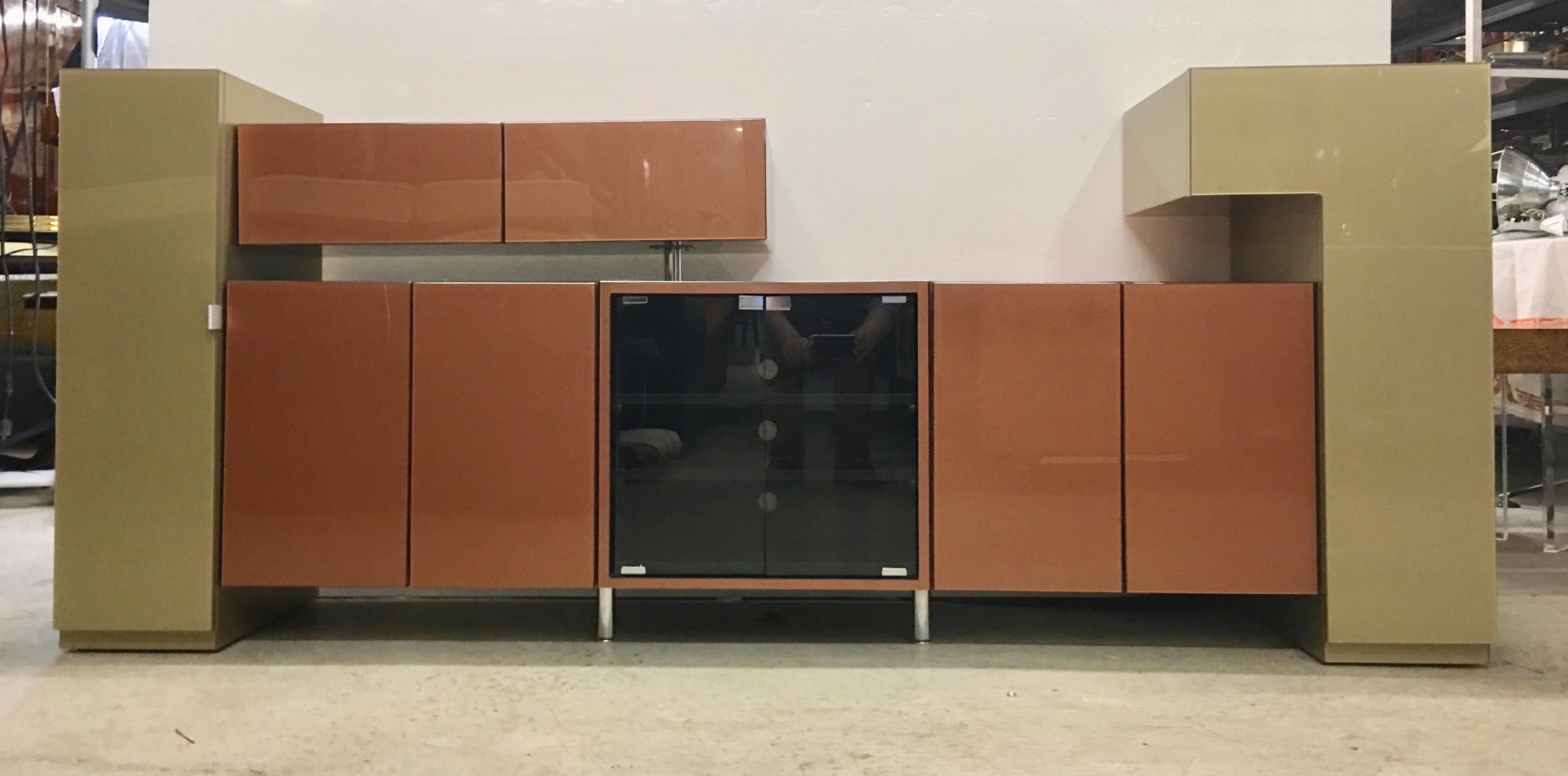 Media Console Cabinet Sage Green & Copper Laminate 5