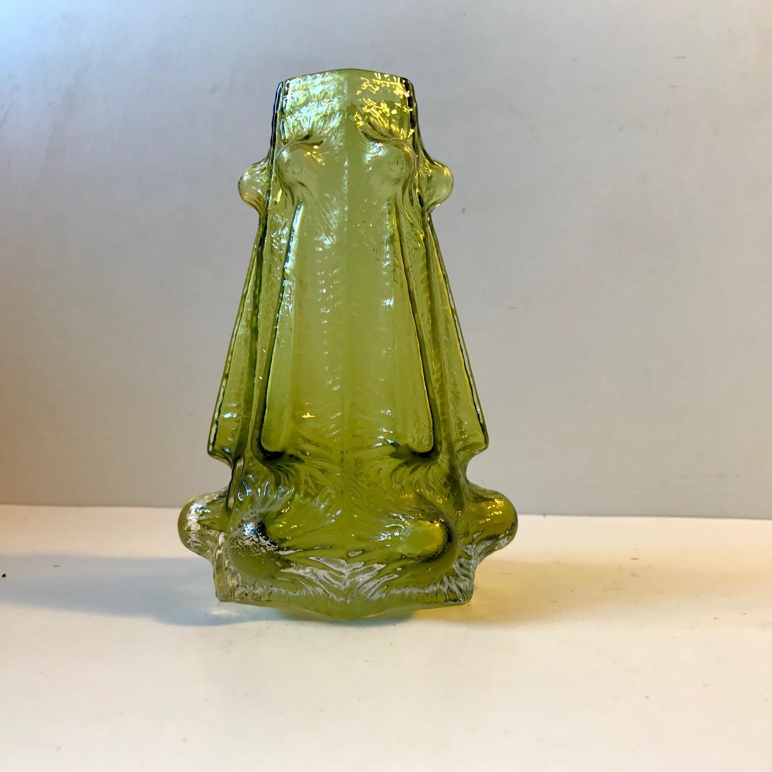 Mid-Century Modern Sage Green Glass Bud Vase by Geoffrey Baxter for Whitefriars, 1970s