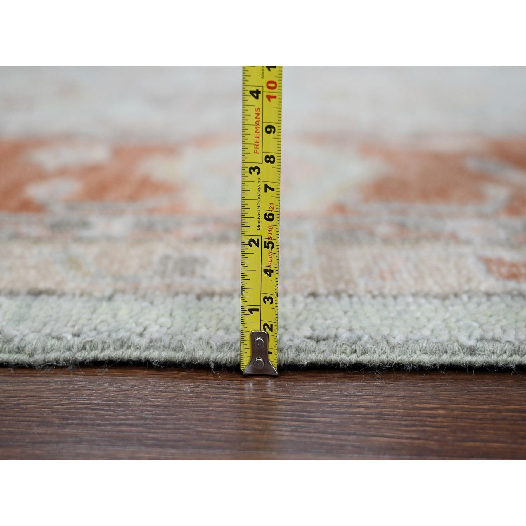 Sage Green Hand geknotet Oushak Design reine Wolle Orientteppich 11'10