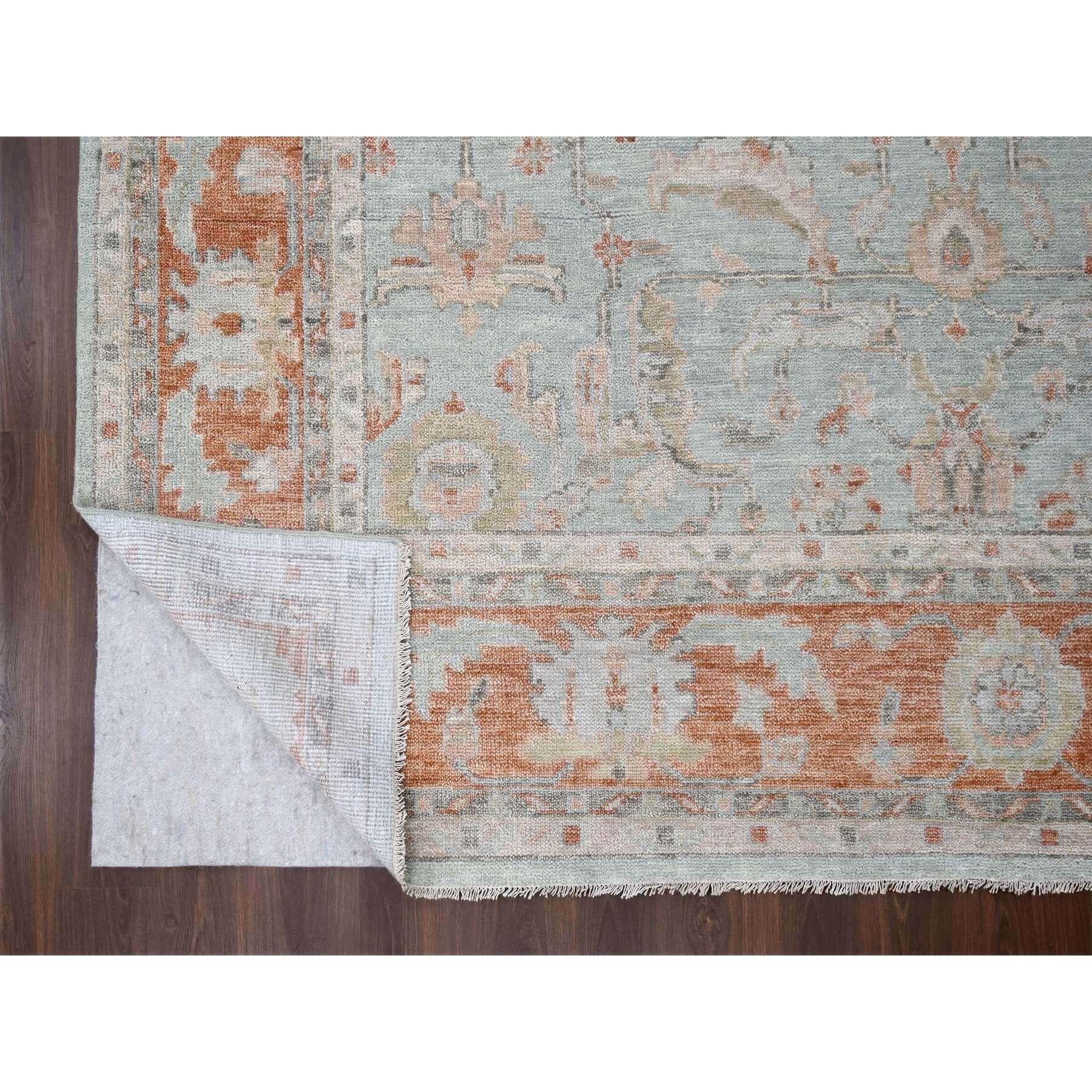 Sage Green Hand geknotet Oushak Design reine Wolle Orientteppich 11'10