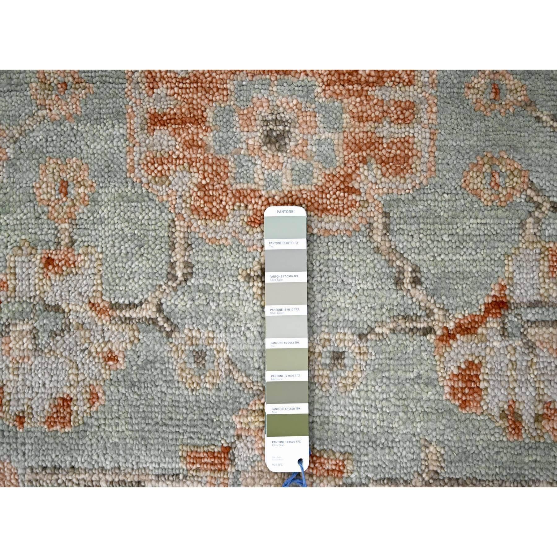 Sage Green Hand geknotet Oushak Design reine Wolle Orientteppich 11'10