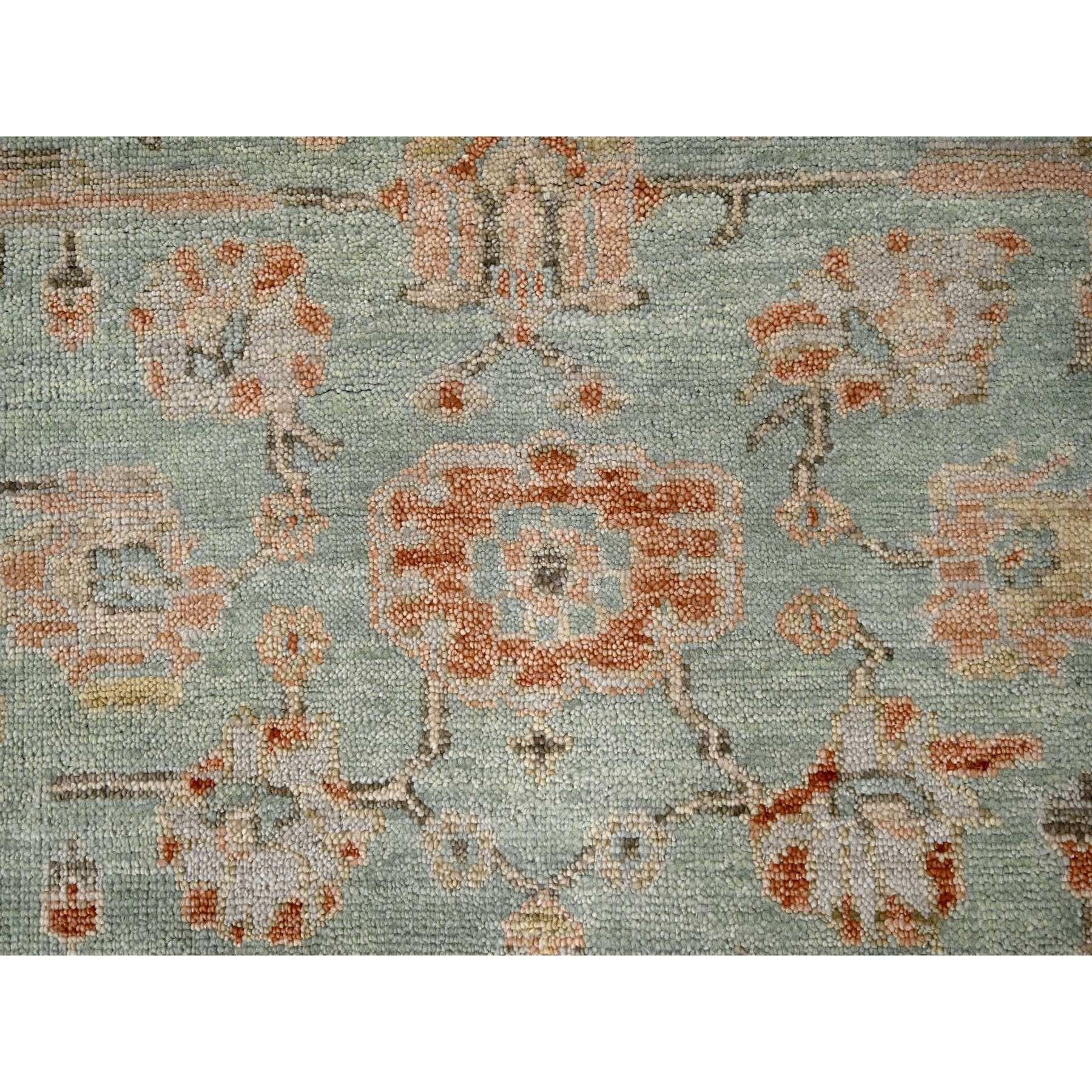 Sage Green Hand geknotet Oushak Design reine Wolle Orientteppich 11'10