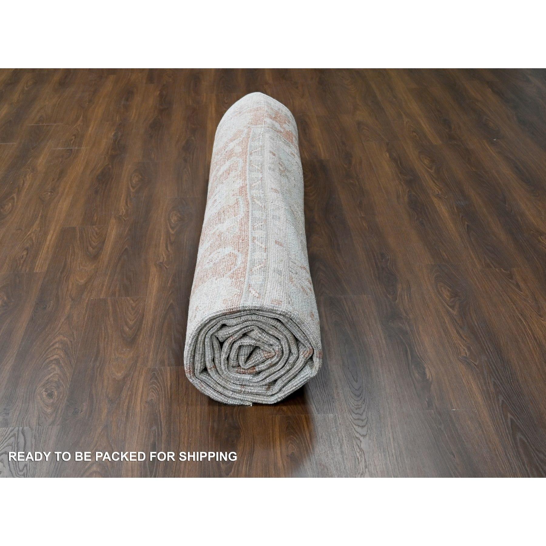 Sage Green Hand geknotet Oushak Design reine Wolle Orientteppich 11'10