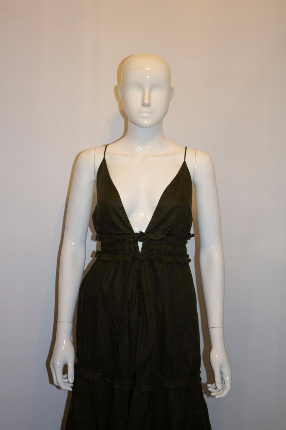 Robe en lin vert Sage de Joslin ( Australie ) Bon état - En vente à London, GB