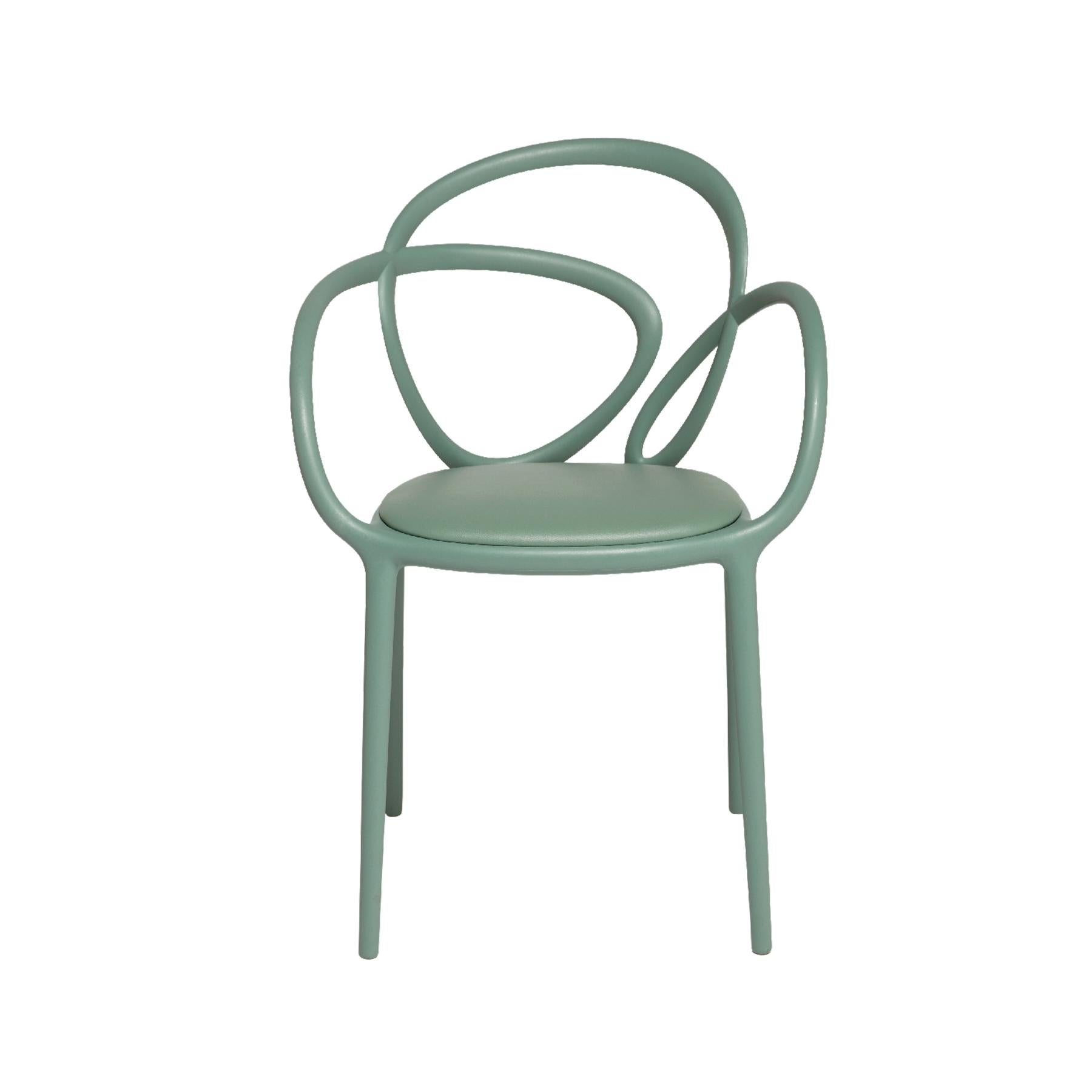 Modern Sage Green Loop Padded Armchair, Made in Italy For Sale