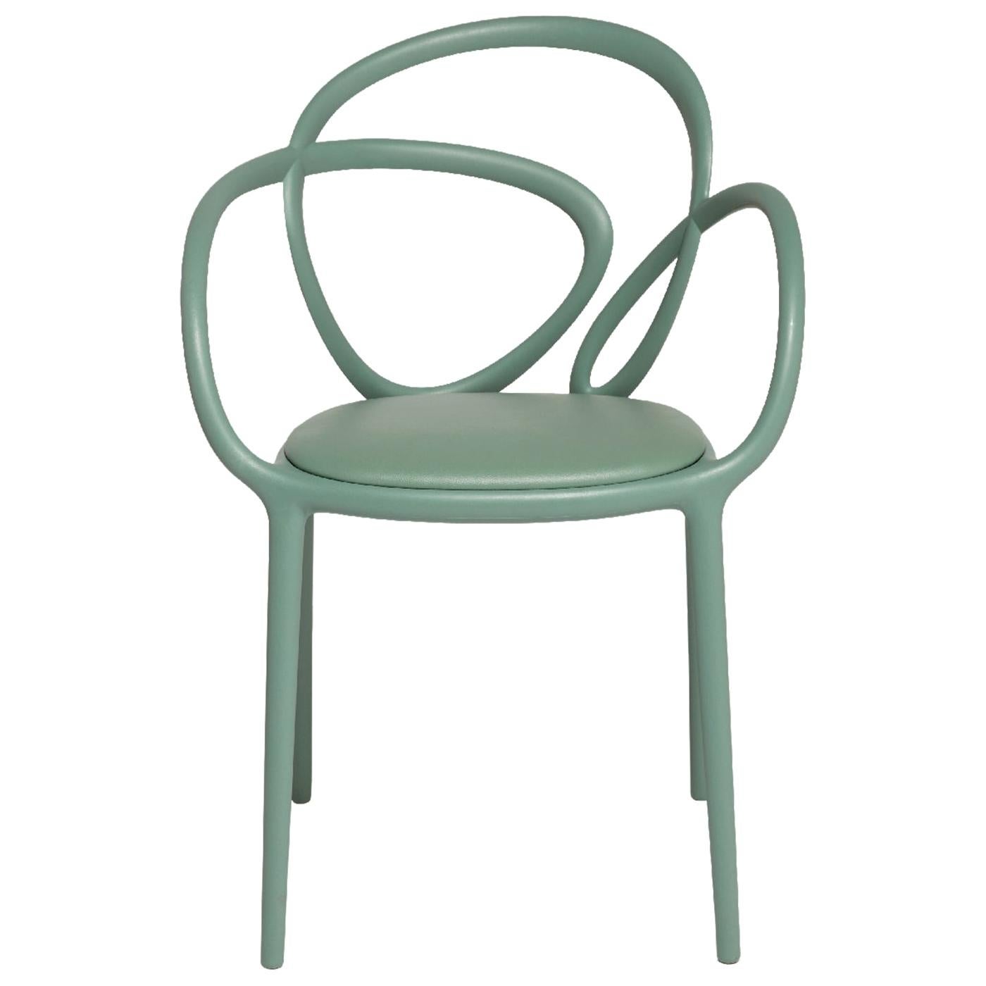 Sage Green Loop Padded Armchair, Made in Italy