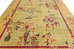 Sage Green Modern Chinese Style Wool Area Rug – Hand-Knotted Chinoiserie Floral