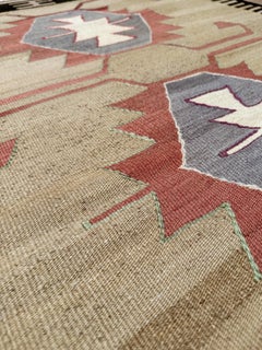 Sage Green Red Mut Kilim • Navajo-Style Tribal Turkish Flatweave Rug (3'x5')