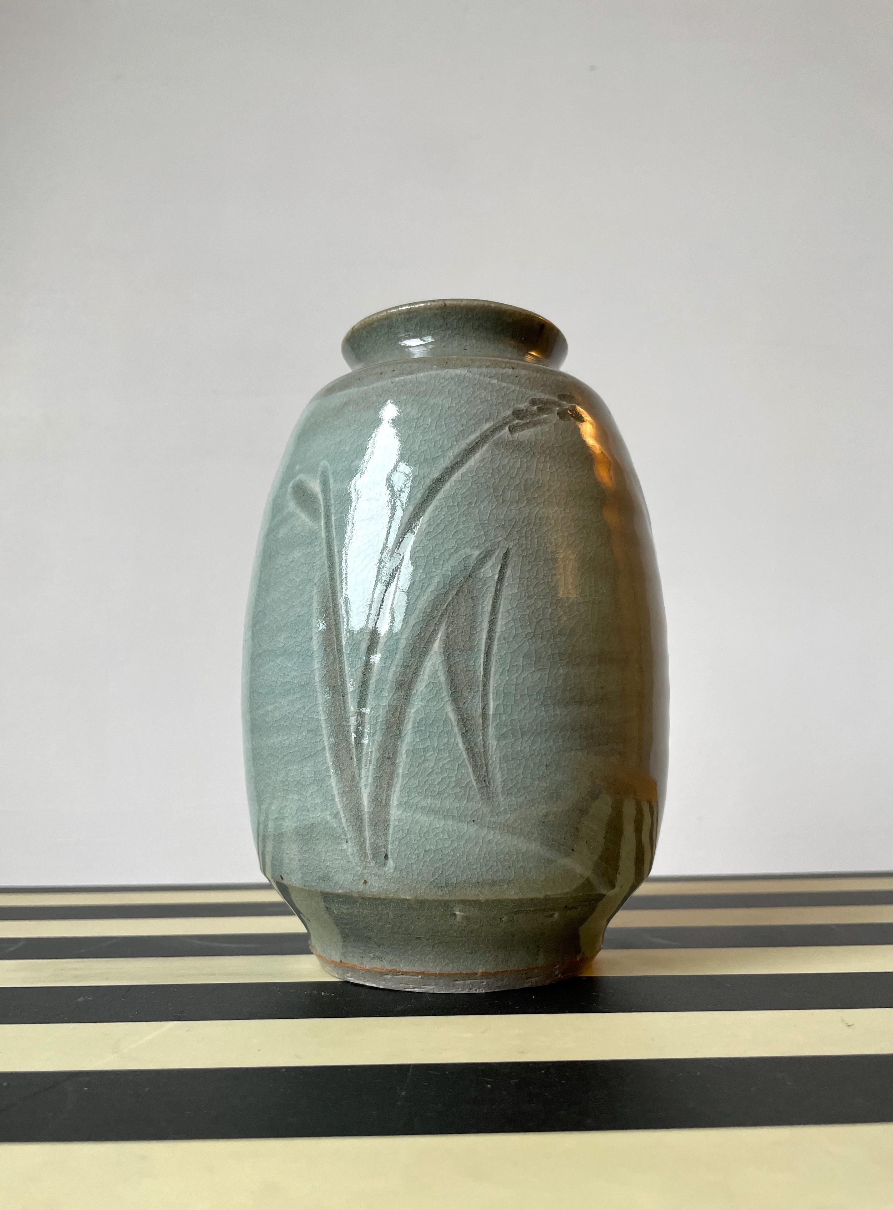 sage green floor vase