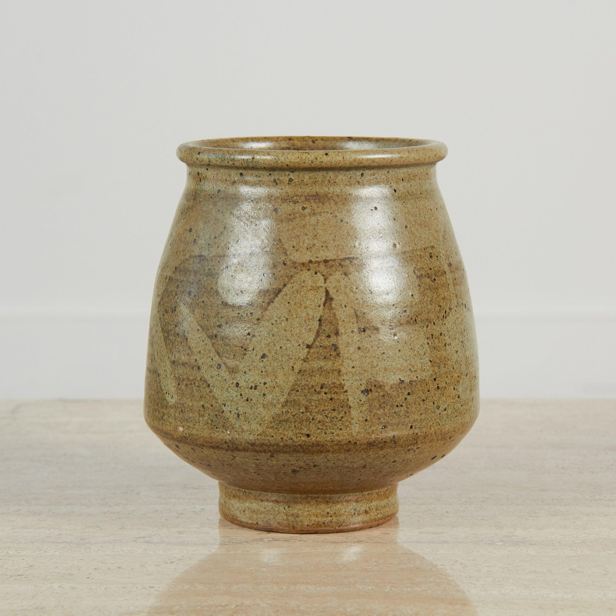 Mid-Century Modern Sage Green Studio Pottery Vessel