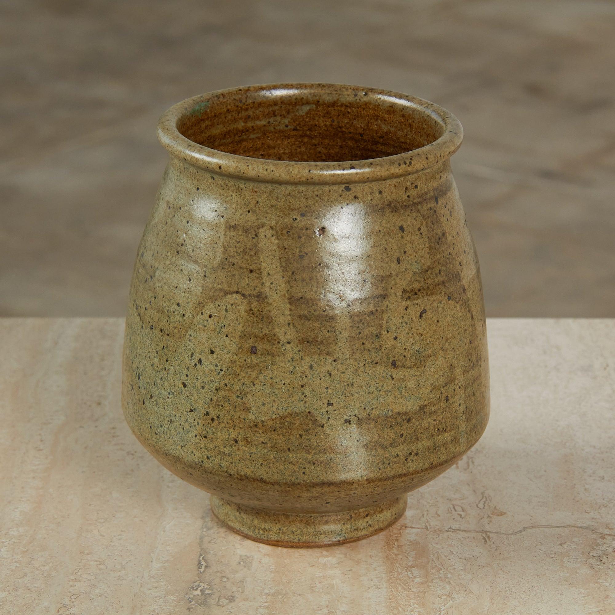 Glazed Sage Green Studio Pottery Vessel