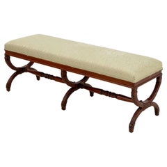 Sage Green Upholstered Curule Bench
