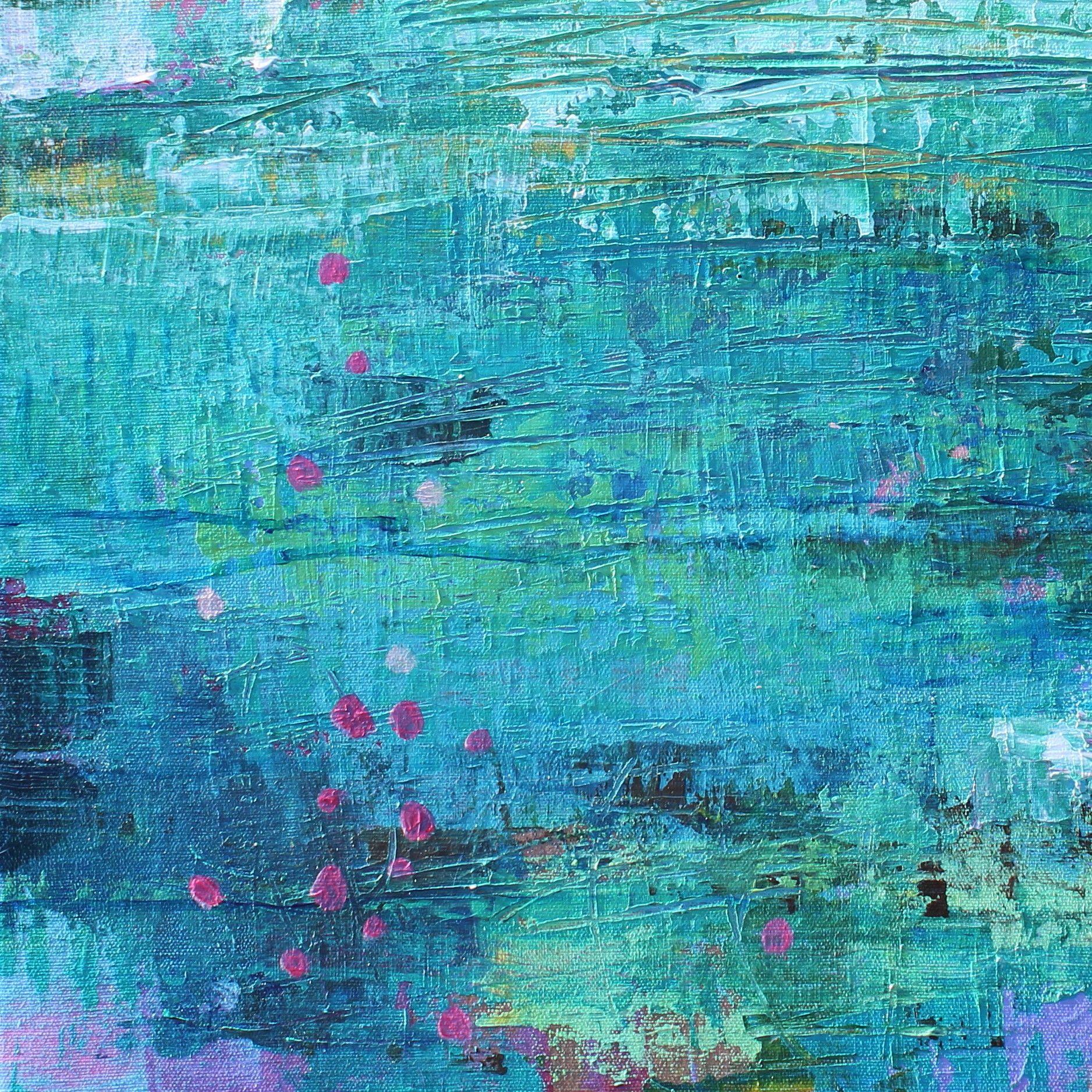 Memory of a Lily Pond, Gemälde, Acryl auf Leinwand im Angebot 1