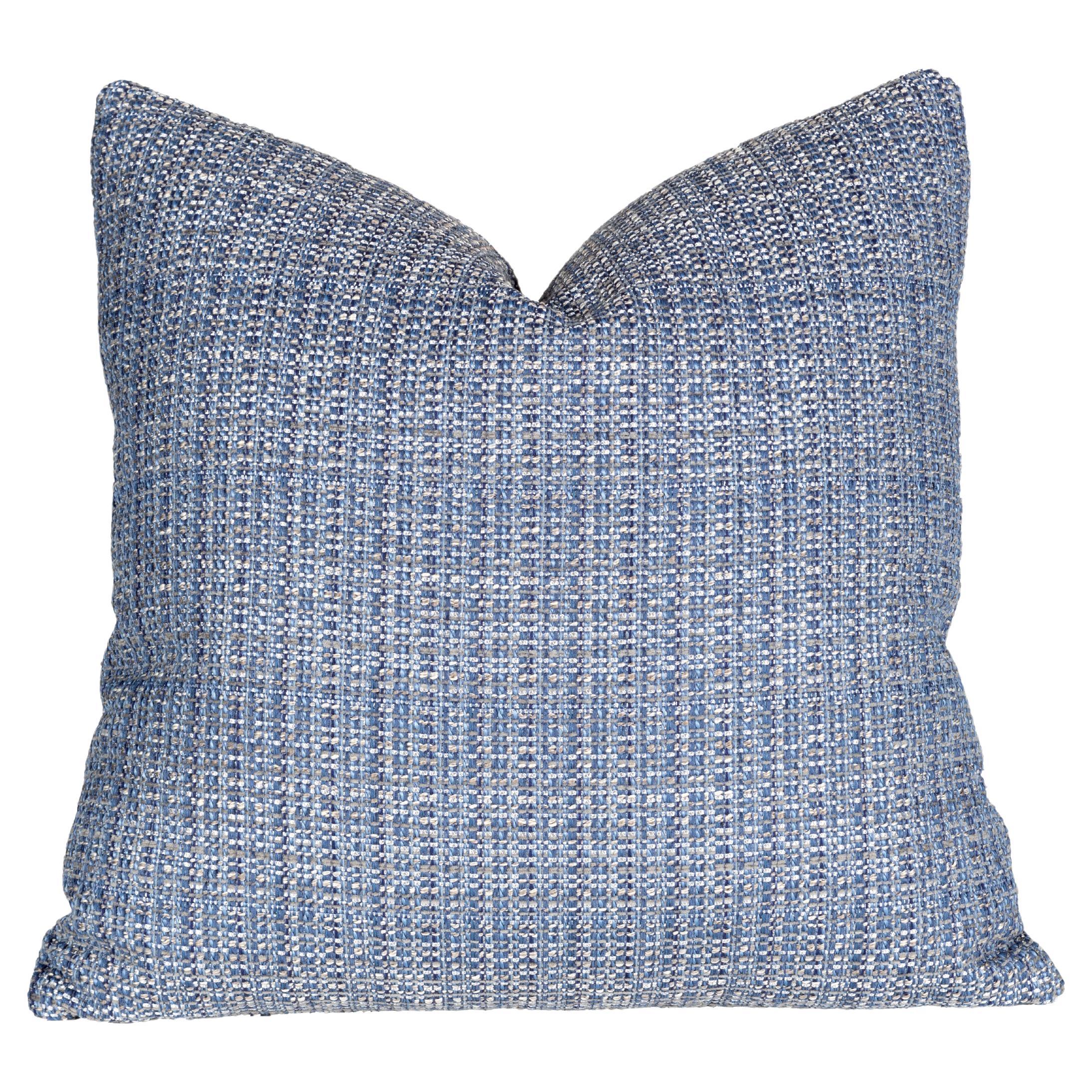 Sage Navy Tweed Pillow For Sale