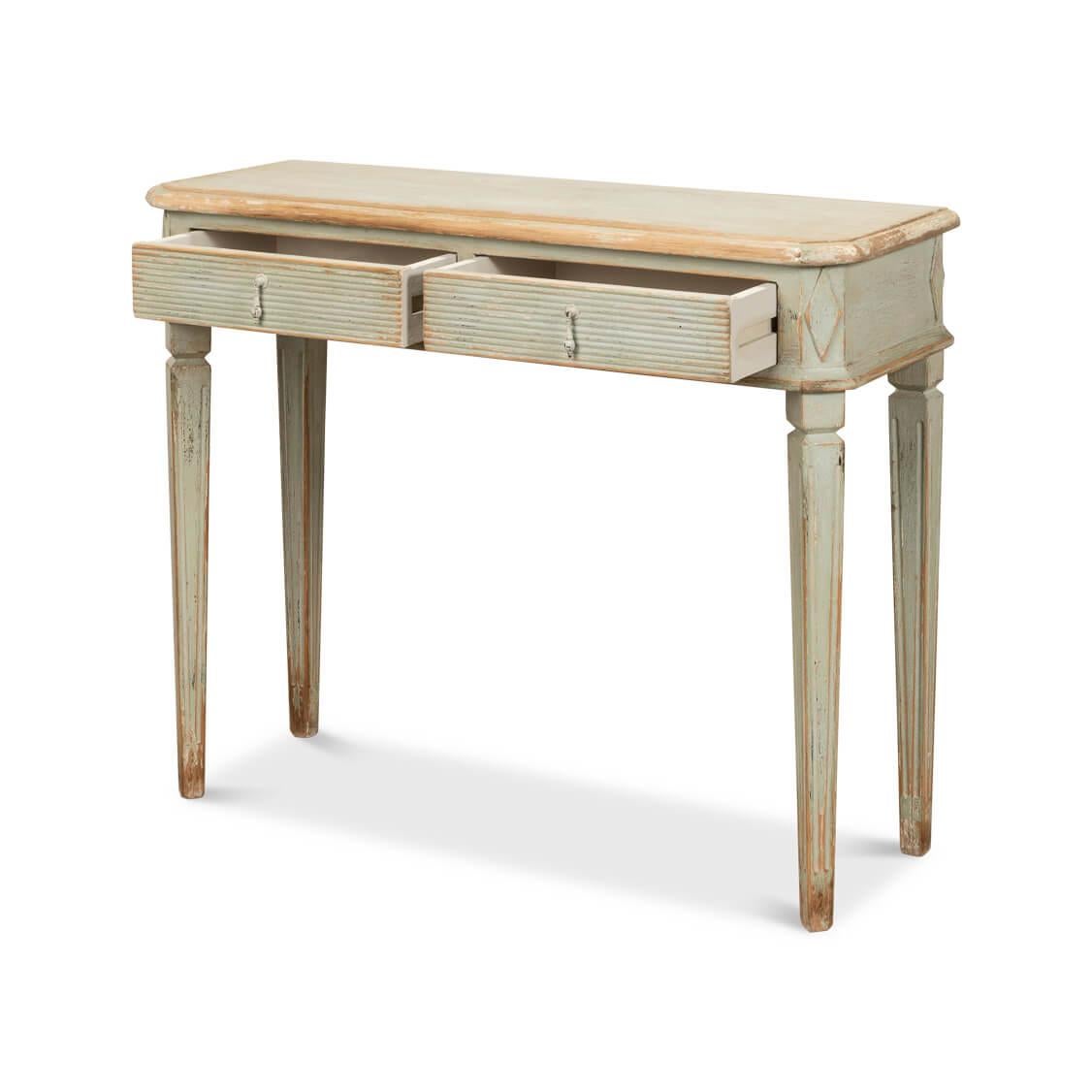 Asian Sage Painted Country Pine Console For Sale