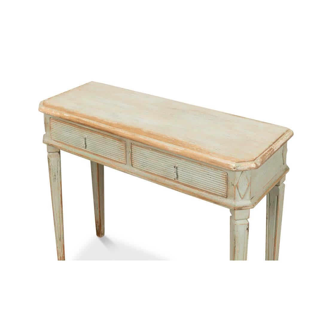 Sage Painted Country Pine Console In New Condition In Westwood, NJ