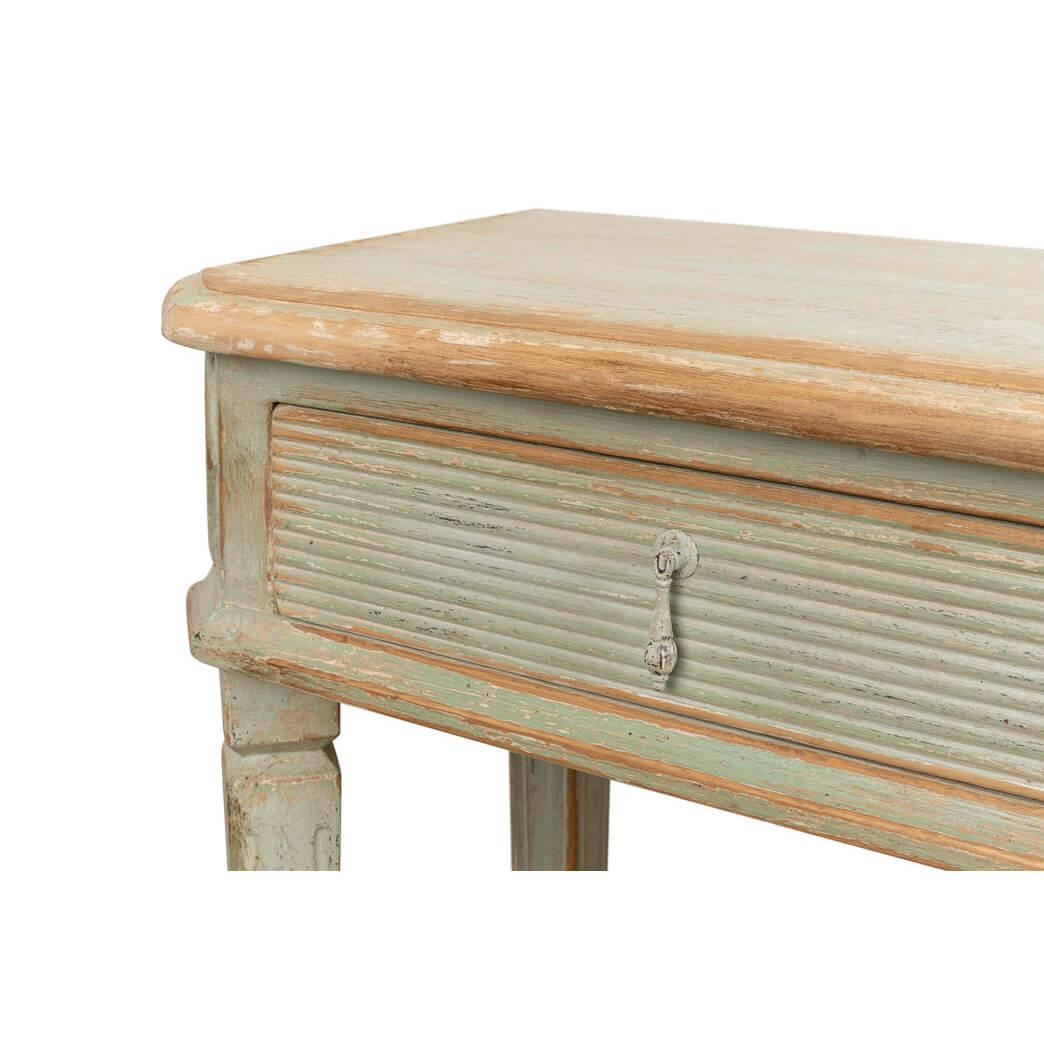 Wood Sage Painted Country Pine Console For Sale