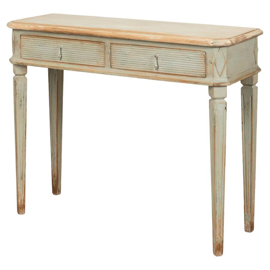Sage Painted Country Pine Console For Sale