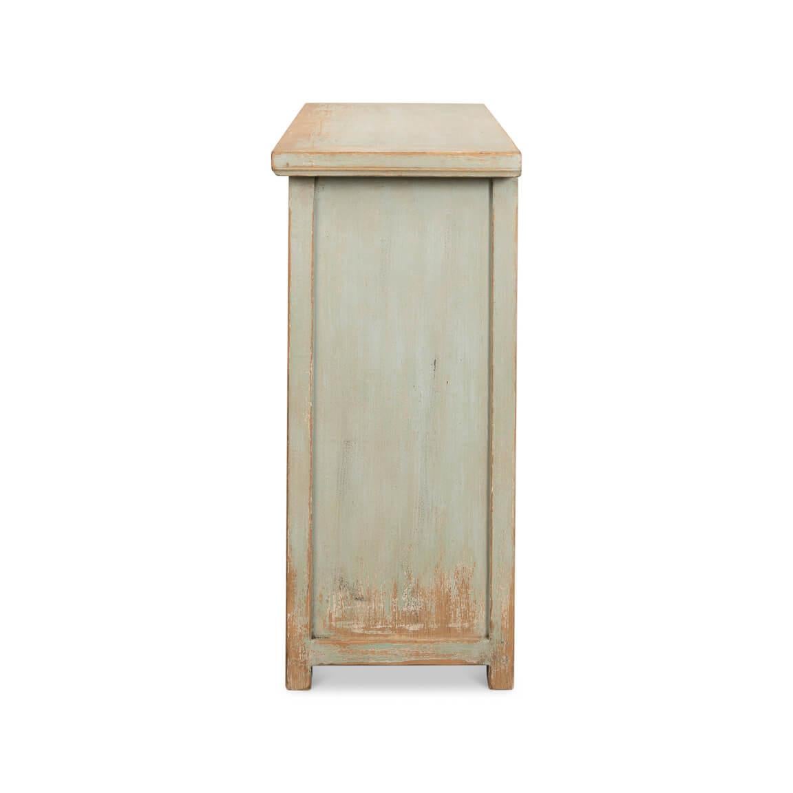 Sage Painted Rustic Side Cabinet For Sale 1
