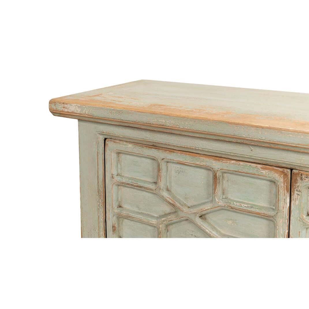 Sage Painted Rustic Side Cabinet For Sale 2