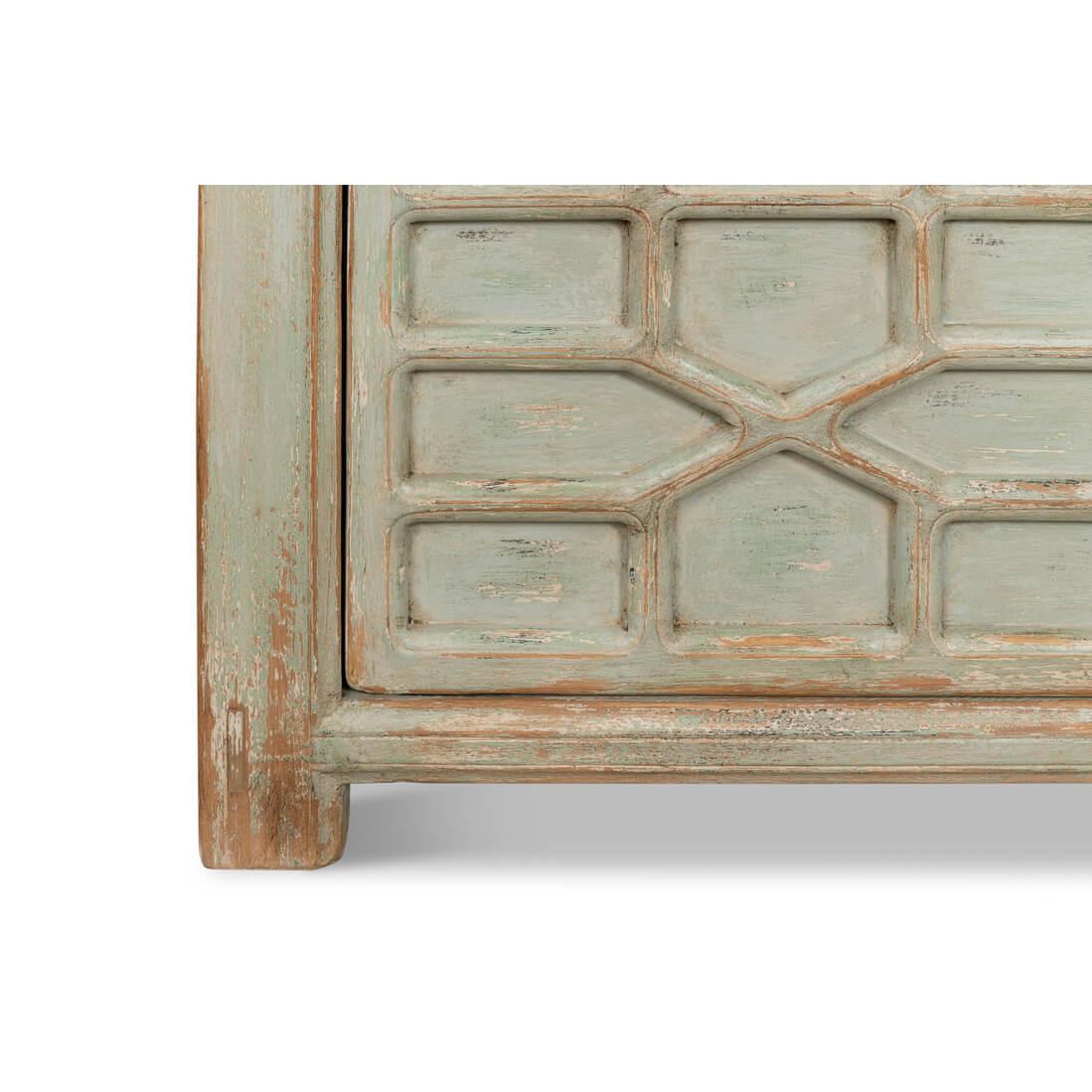 Sage Painted Rustic Side Cabinet For Sale 3