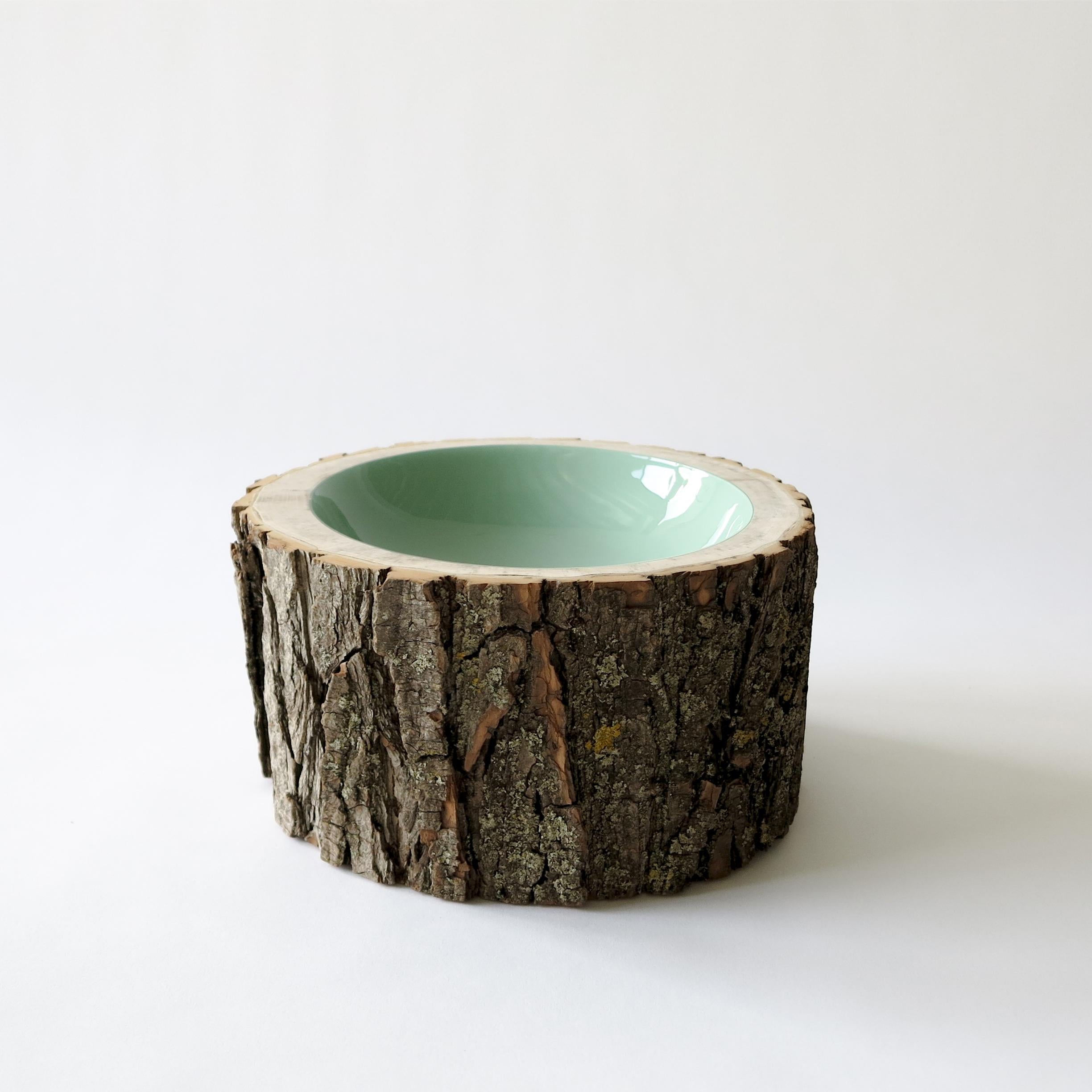 Modern Sage Size 9 Log Bowl by Loyal Loot Made to Order Hand Made from Reclaimed Wood For Sale
