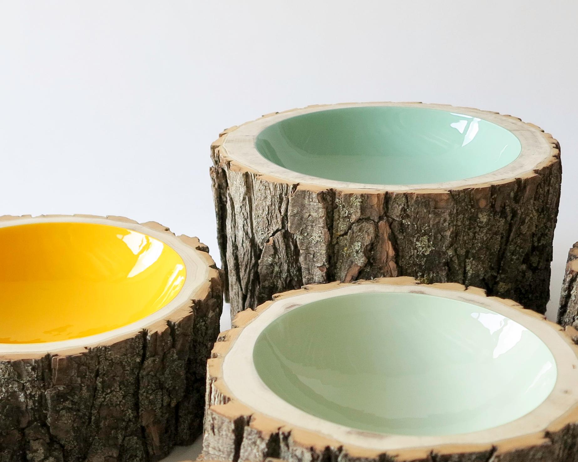 Canadian Sage Size 9 Log Bowl by Loyal Loot Made to Order Hand Made from Reclaimed Wood For Sale