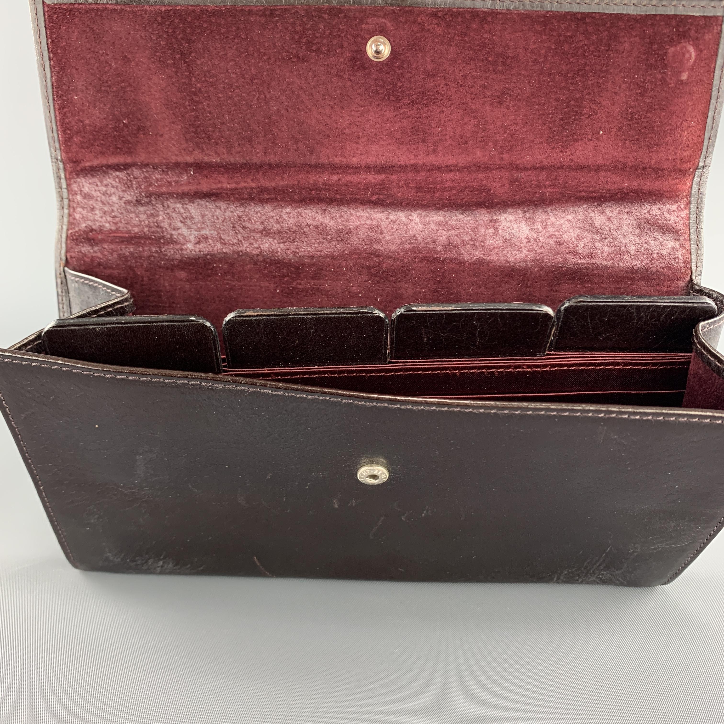 SAGEBROWN Solid Deep Brown Leather Mini Organizer Wallet In Good Condition In San Francisco, CA