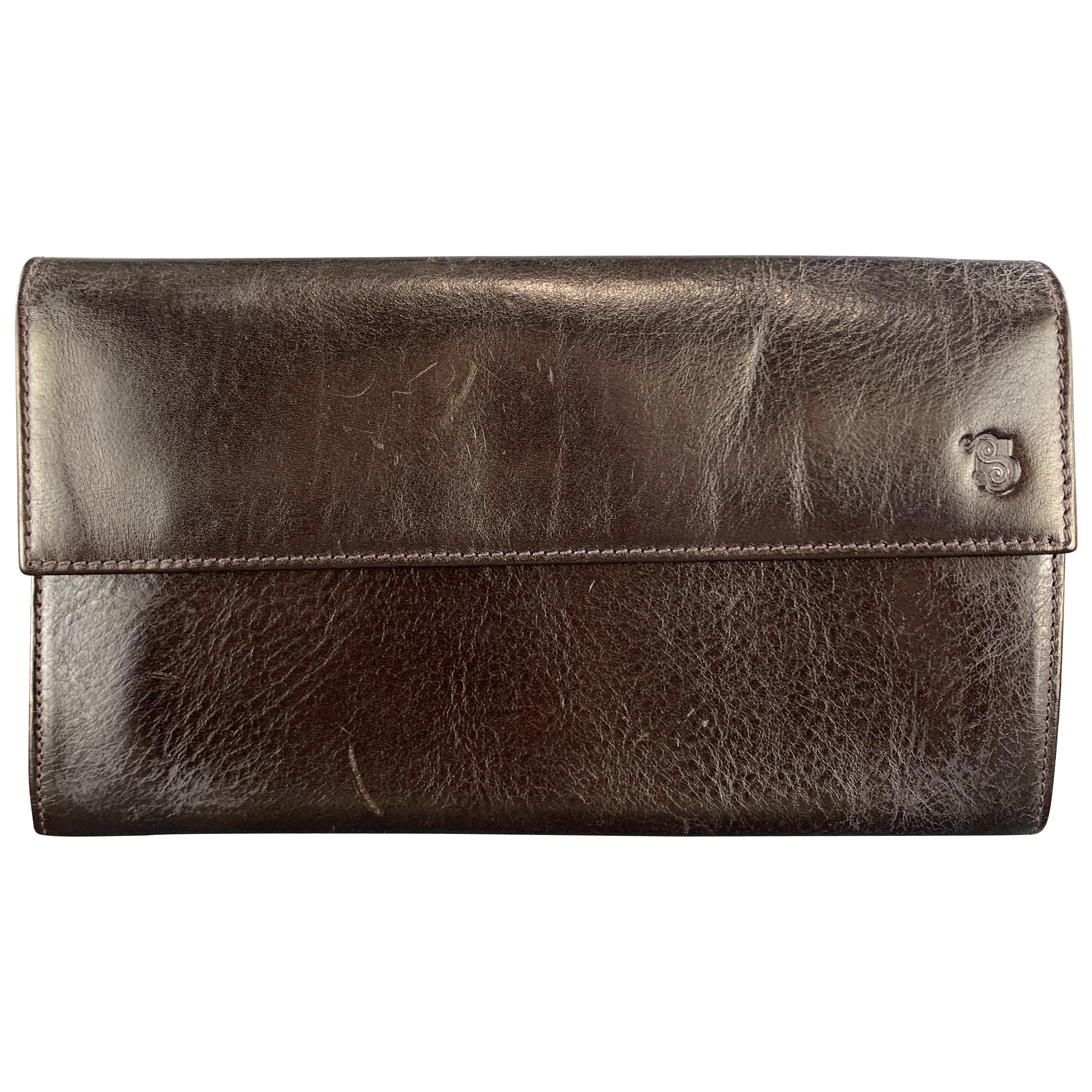 SAGEBROWN Solid Deep Brown Leather Mini Organizer Wallet