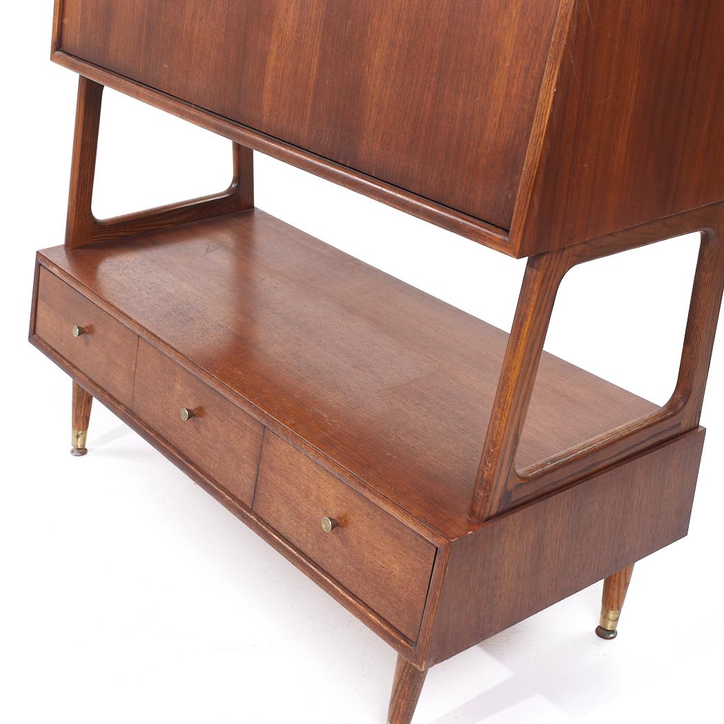 Saginaw Furniture Mid Century Walnut Bookcase Secretary Desk For Sale 3