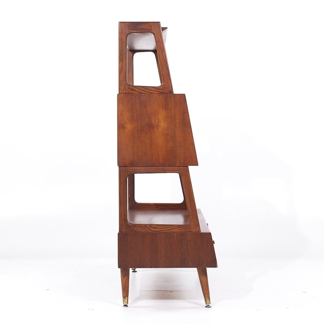 American Saginaw Furniture Mid Century Walnut Bookcase Secretary Desk For Sale