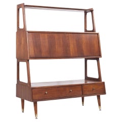 Vintage Saginaw Furniture Mid Century Walnut Bookcase Secretary Desk