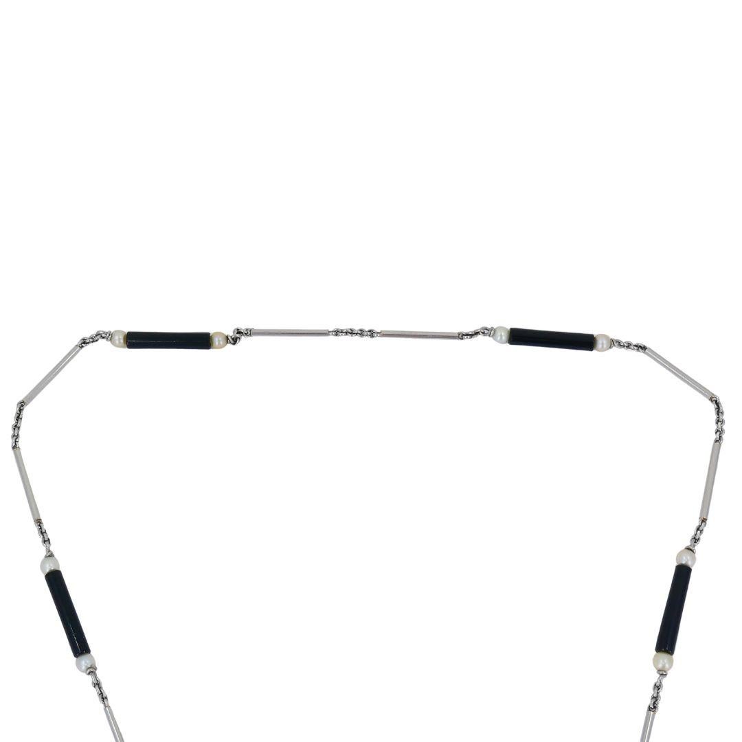Collana astrologica Sagittario in oro 14k, platino e onice con catena a orologio in vendita 1