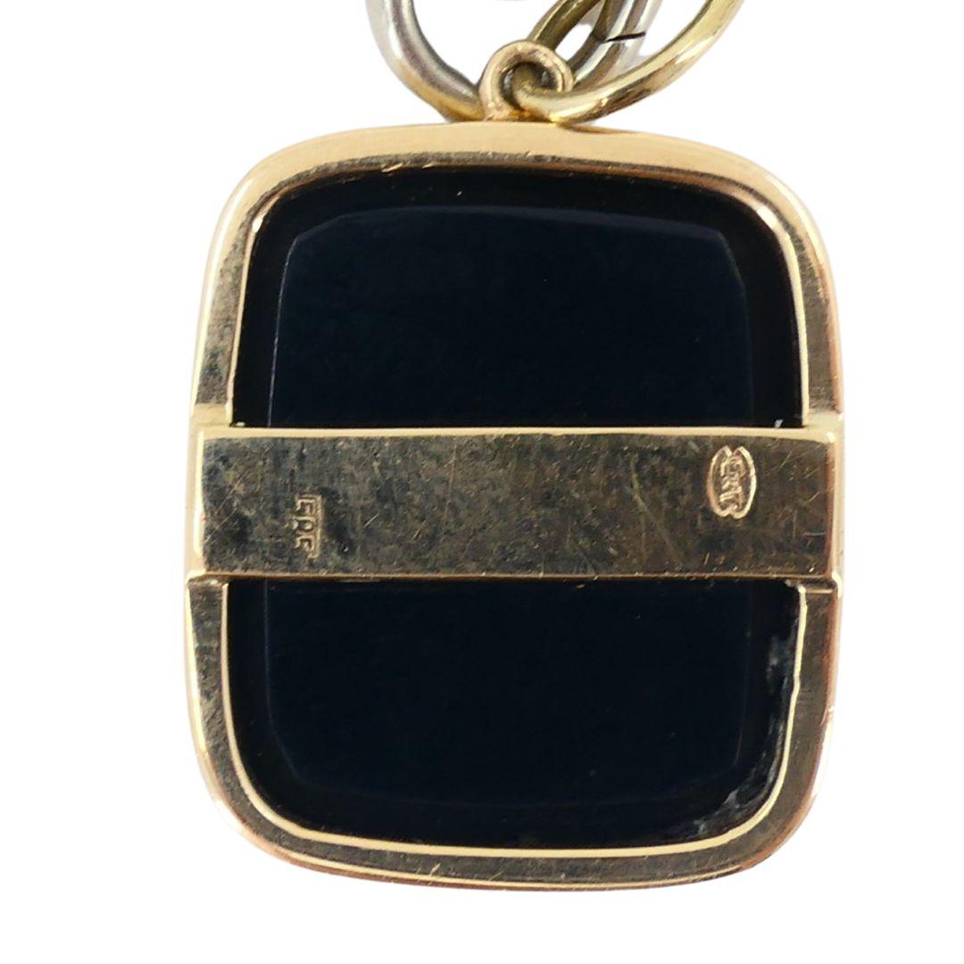 Collana astrologica Sagittario in oro 14k, platino e onice con catena a orologio in vendita 3