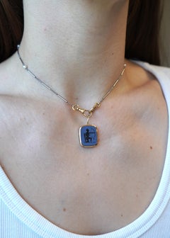 Sagittarius Astrological 14k Gold Platinum Pearl Watch Chain Pendant Necklace