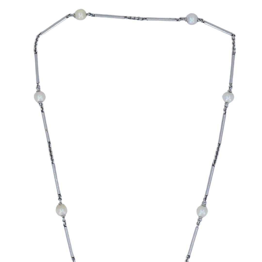 Taglio a sfera Sagittario Astrologico Collana con ciondolo a catena in oro platino e perle 14k in vendita