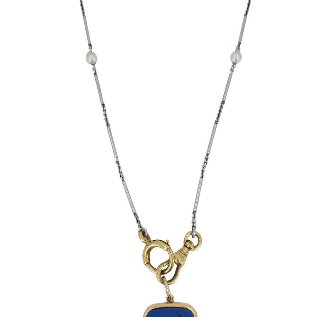 Donna Sagittario Astrologico Collana con ciondolo a catena in oro platino e perle 14k in vendita