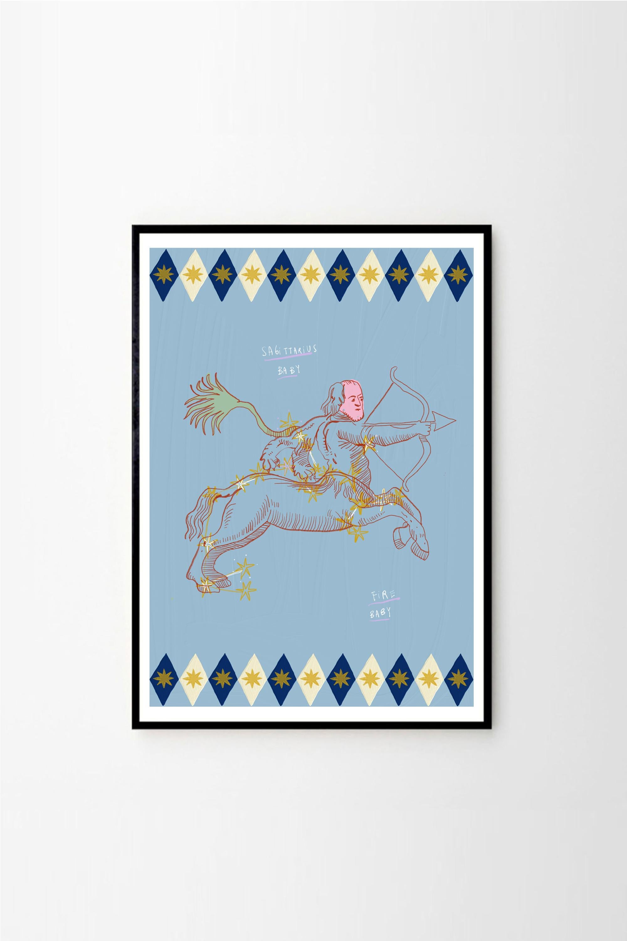 Póster de astrología para bebés Sagitario de Leticia Gagetti - Tamaño A2 Siglo XXI y contemporáneo en venta